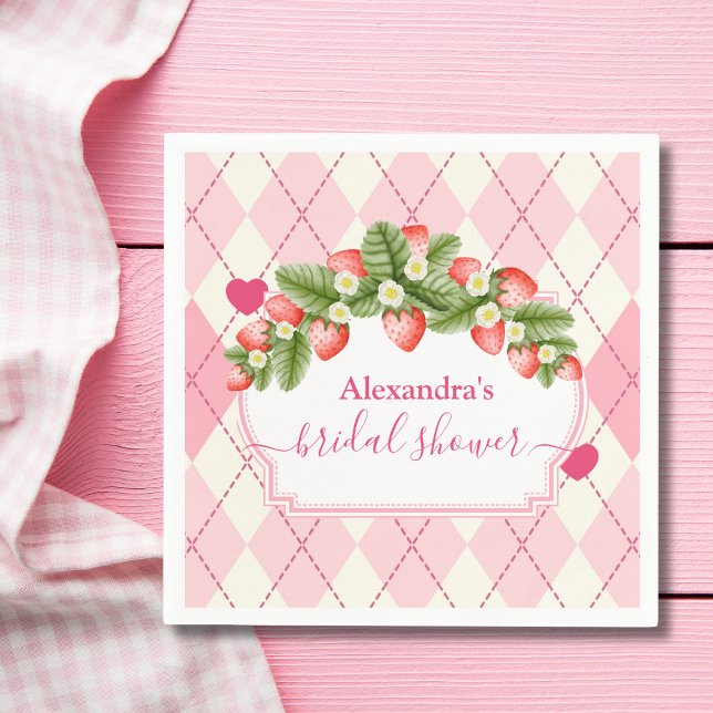 Berry Sweet Strawberry Pink Bridal Shower  Napkins (Creator Uploaded)