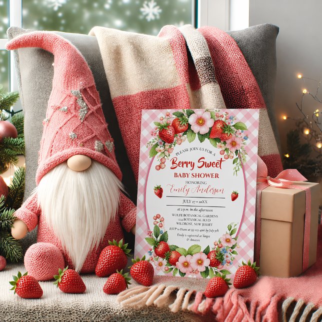 Berry Sweet Strawberry Pink Floral Baby Shower | Invitation (Creator Uploaded)