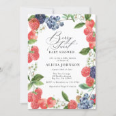 Berry Sweet Strawberry Red Blue Baby Shower Invitation (Front)