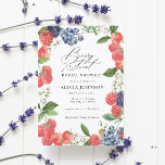 Berry Sweet Strawberry Red Blue Bridal Shower Invitation<br><div class="desc">Berry Sweet Strawberry Red Blue Bridal Shower Invitation</div>