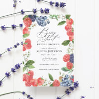 Berry Sweet Strawberry Red Blue Bridal Shower Invitation