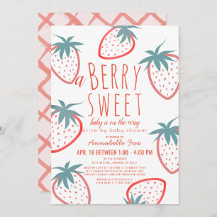 Berry Sweet Strawberry Red Drive-by Baby Shower Invitation