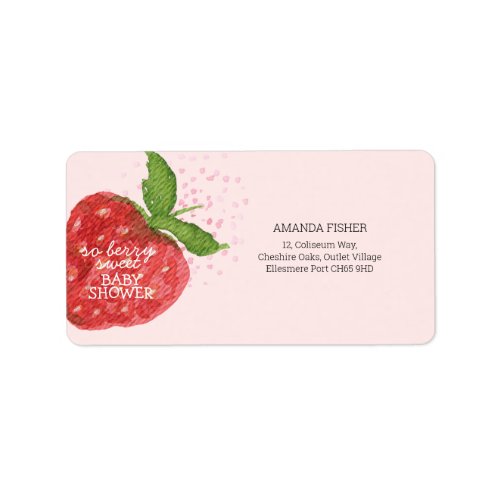 Berry Sweet Strawberry Red Pink Baby Shower Label