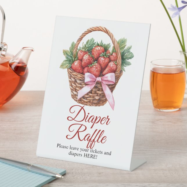 Berry Sweet Strawberry Shower Diaper Raffle Sign (In SItu)