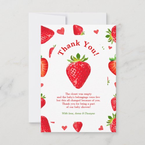 Berry Sweet Strawberry Spring Fruit Baby Shower Thank You Card