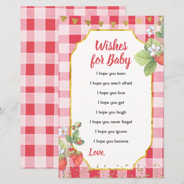 Berry Sweet Strawberry Summer Wishes for Baby Card (Front/Back)