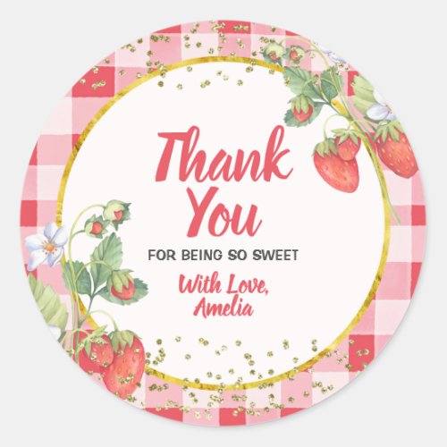 Berry Sweet Strawberry Thank You for being here Classic Round Sticker