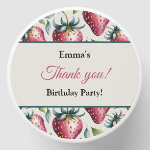 Berry Sweet Strawberry Thank You Name Birthday Mini Candle Favors