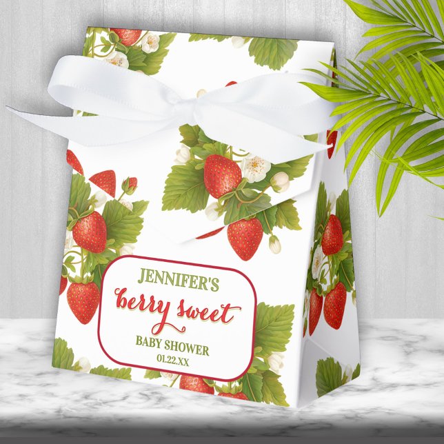 Berry Sweet Strawberry Theme Baby Shower Favor Boxes (Creator Uploaded)