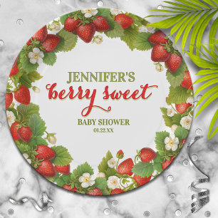 Berry Sweet Strawberry Theme Baby Shower Paper Plates