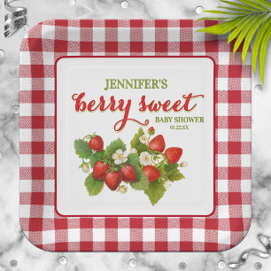 Berry Sweet Strawberry Theme Baby Shower Paper Plates