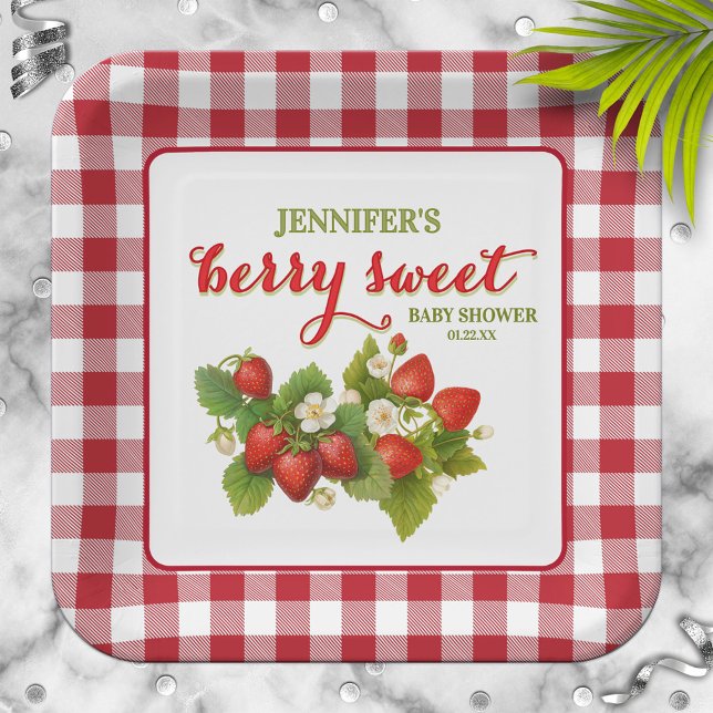 Berry Sweet Strawberry Theme Baby Shower Paper Plates (Creator Uploaded)