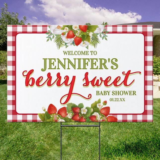 Berry Sweet Strawberry Theme Baby Shower Sign (Creator Uploaded)