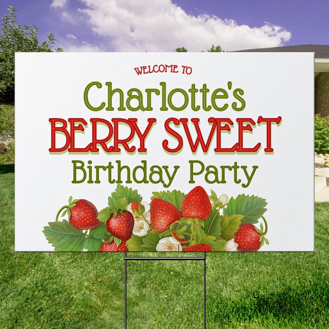 Berry Sweet Strawberry Theme Birthday Party Sign (Creator Uploaded)