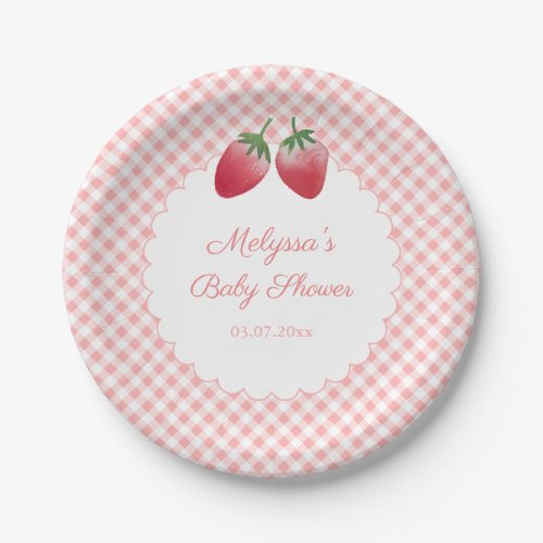 Berry Sweet Strawberry Themed Baby Shower Party Paper Plates