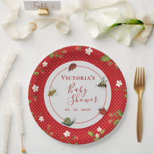 Berry Sweet Strawberry Watercolor Baby Paper Plates