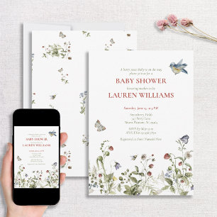 Berry Sweet Strawberry Watercolor Baby Shower Invitation