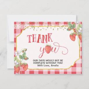 Berry Sweet Strawberry watercolor Thank you card