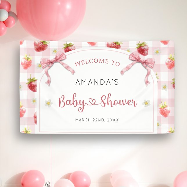 Berry Sweet Strawberry Welcome Baby Shower   Banner (Creator Uploaded)
