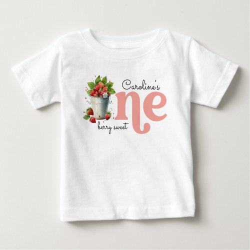 Berry Sweet Strawbery Baby Girl 1st Birthday Party Baby T_Shirt