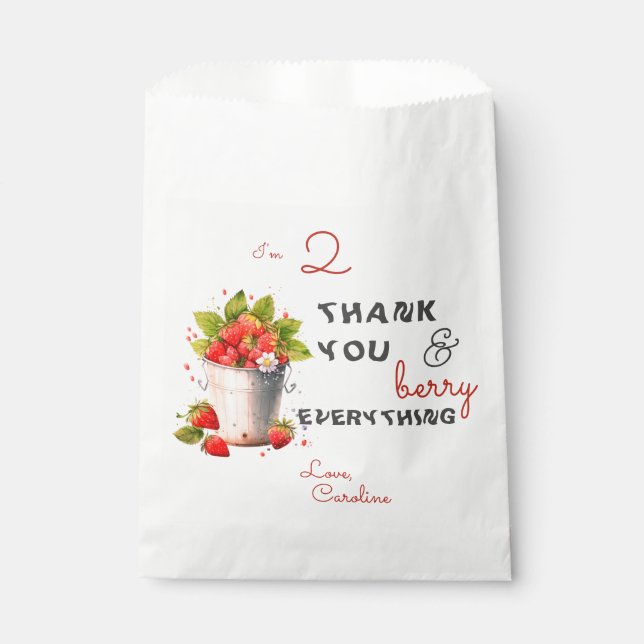 Berry Sweet Strawbery Baby Girl Birthday Party Favor Bag (Front)
