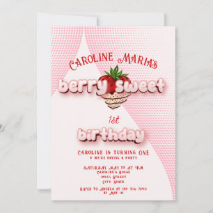 Berry Sweet Strawbery Birthday Party Invitation