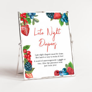 Berry Sweet Summer Baby Shower Late Night Diapers Poster