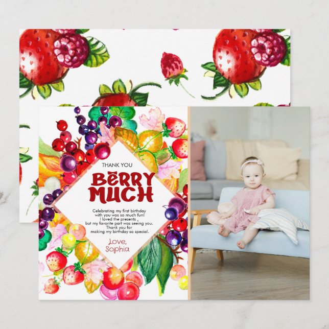 Berry Sweet  Thank You Card (Front/Back)