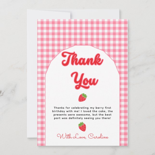 Berry Sweet Thank You Card for 1st Birthday (Front)