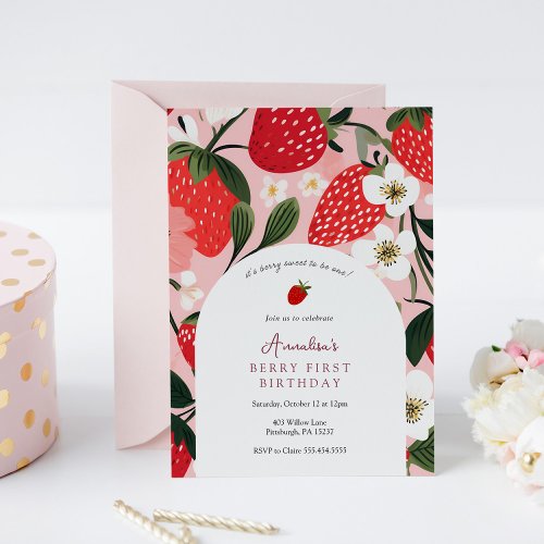 Berry Sweet to Be ONE First Birthday Invitation