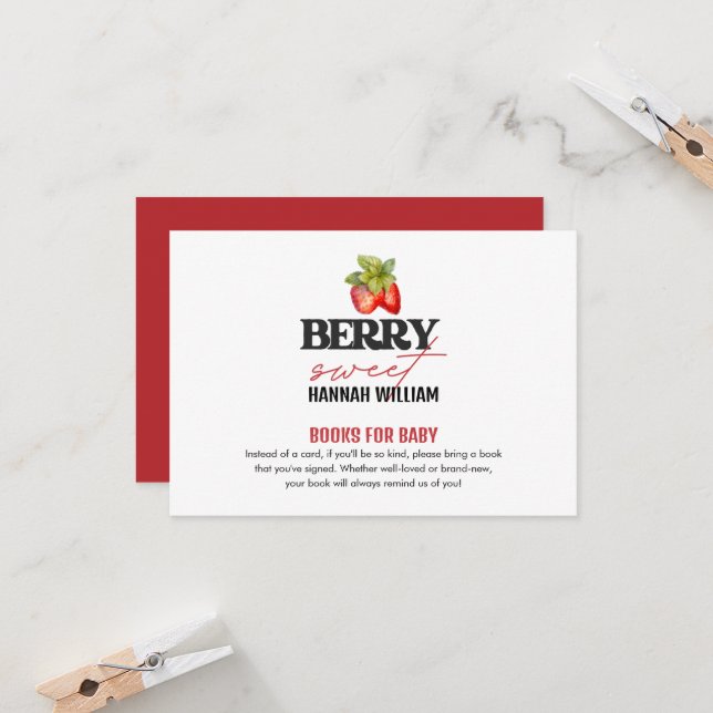 Berry Sweet Typography Books for Baby Card (Front/Back In Situ)