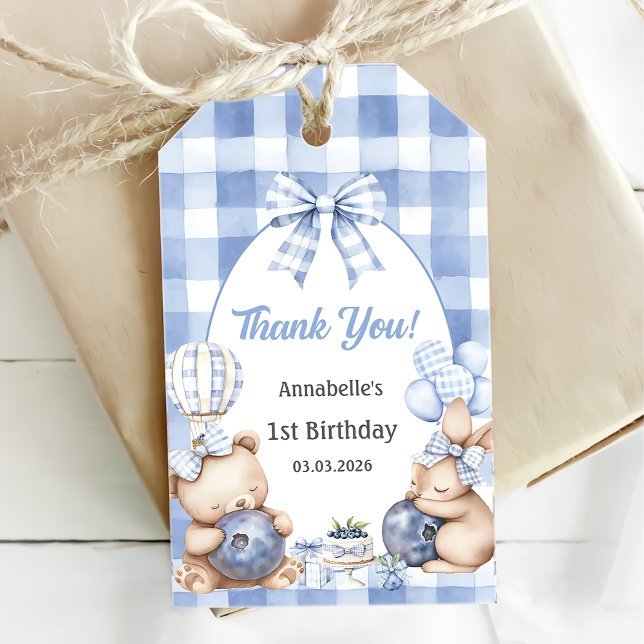 Berry Sweet Watercolor Blueberry Birthday Gift Tags (Creator Uploaded)