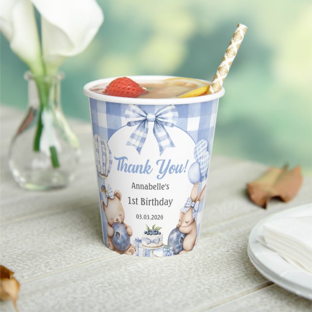 Berry Sweet Watercolor Blueberry Birthday Party Paper Cups (Insitu)