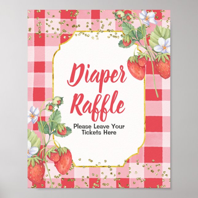 Berry Sweet watercolor Diaper Raffle Poster (Front)