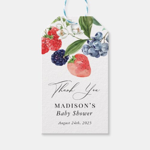 Berry Sweet Watercolor Red Blue Baby Shower Gift Tags - Berry Sweet Watercolor Red Blue Baby Shower Gift Tags
