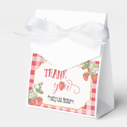 Berry Sweet Watercolor Strawberry 1st Birthday Favor Boxes