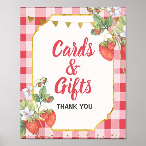 Berry Sweet Watercolor Strawberry Cards  Gifts Poster