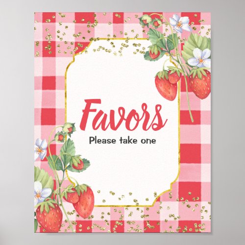 Berry Sweet Watercolor Strawberry Favor Sign