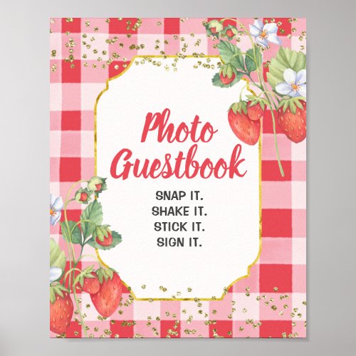 Berry Sweet Watercolor Strawberry Photo Guestbook