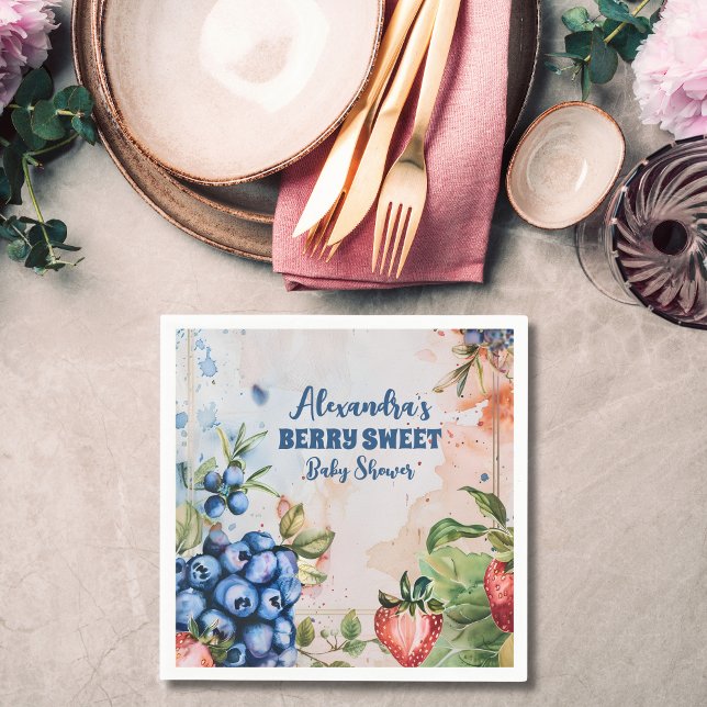 Berry Sweet  Wild Berries & Flowers Baby Shower Napkins (Creator Uploaded)