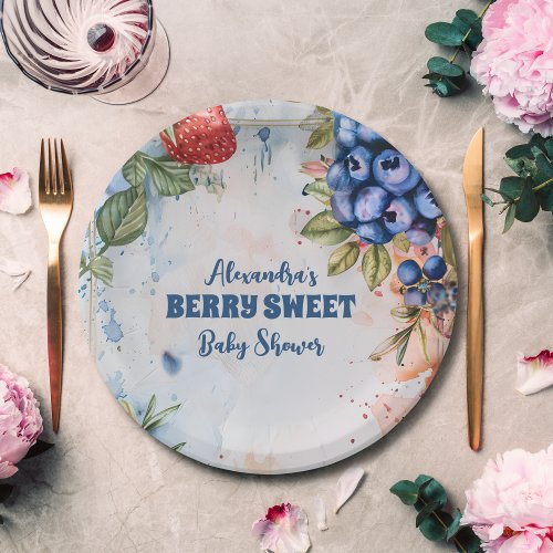 Berry Sweet  Wild Berries  Flowers Baby Shower Paper Plates