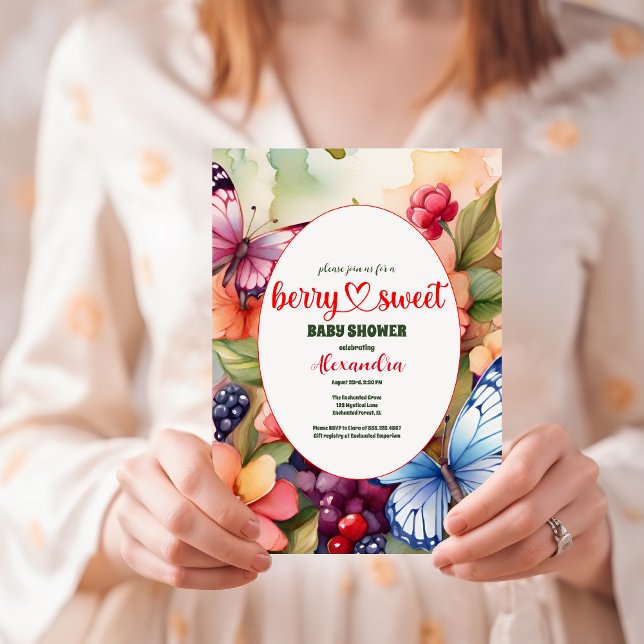 Berry Sweet Wildflower Watercolor Baby Shower Invitation (Creator Uploaded)
