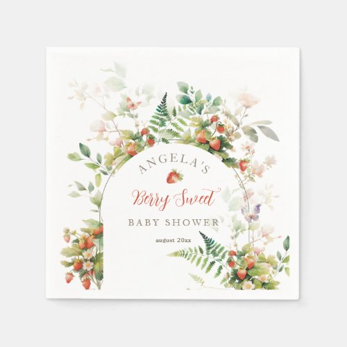 Berry Sweet Woodland Baby Shower Strawberry Napkins