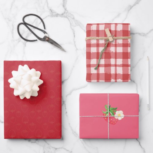 Berry Sweet Wrapping Paper Flat Sheet Set of 3