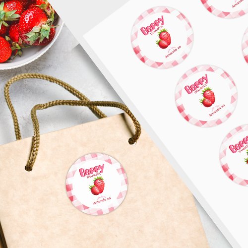 Berry Thankful Strawberry Baby Shower Favor Gift  Classic Round Sticker