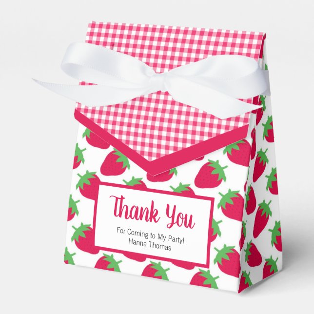 Berry Themed Strawberry Birthday Party Favor Boxes (Front Side)
