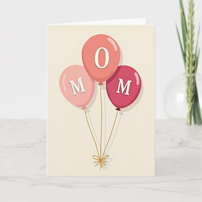 Berry Tone Mom Balloons Card (Front)