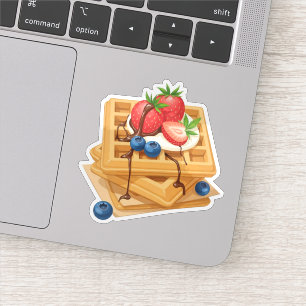 Berry-Topped Waffles with Chocolate Drizzle  Sticker