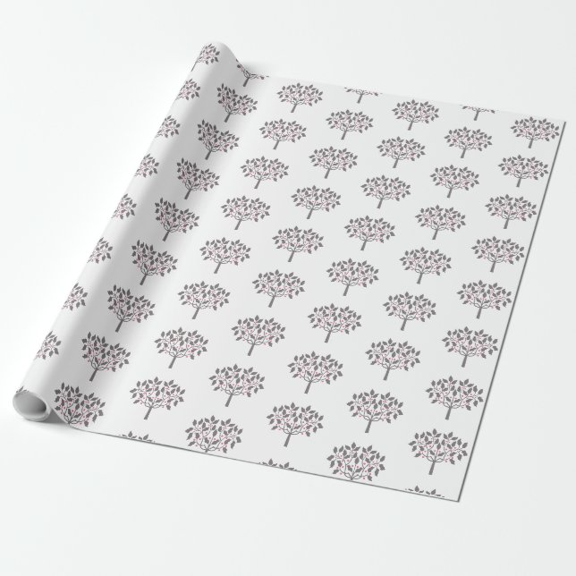 berry tree design wrapping paper (Unrolled)