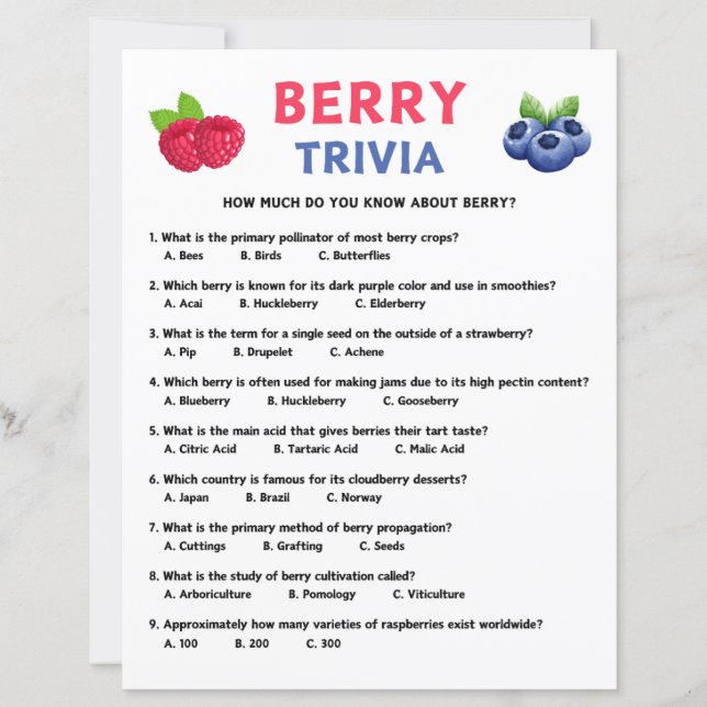 Berry Trivia Game (Front)